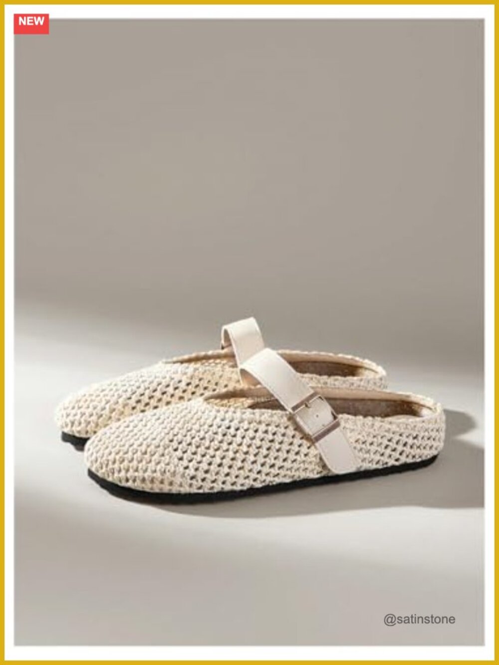 Crochet Mules Clogs Flat Cork Footbed Adjustable Buckle Slip-On Summer Sandals - Picture 2 of 5
